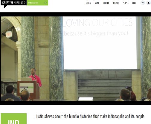 Creative Mornings Talk by Justin, April 2015. Given at the Indianapolis Old City Hall, the new headquarters for the Department of Metropolitan Development.
