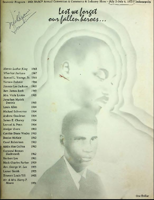 NAACP 64th Convention was held in Indianapolis in 1973. Virginia Franklin was on the registration and hospitality committees.