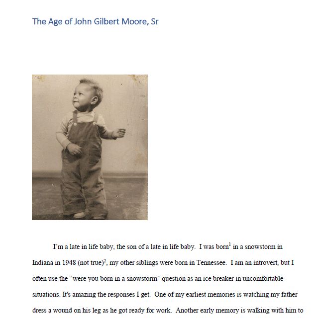 A biography written in December 2020 by John Moore