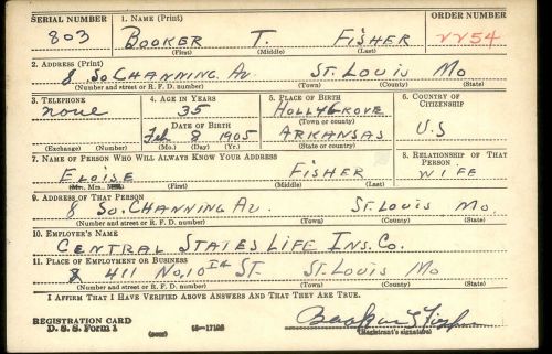 Booker Fisher WW2 Registration