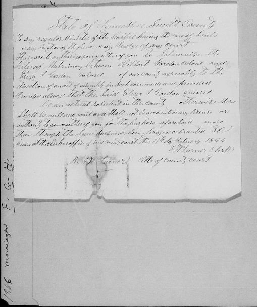 Gilbert Gordon Marriage Bond text