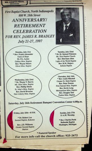 Newspaper Announcement: Retirement Celebration: First Baptist Church